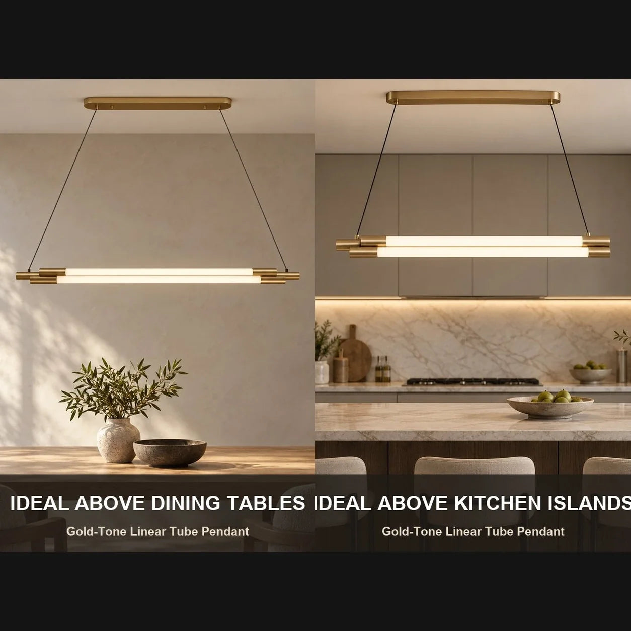 Bliss & Birch Gold-Tone Linear Tube Pendant
