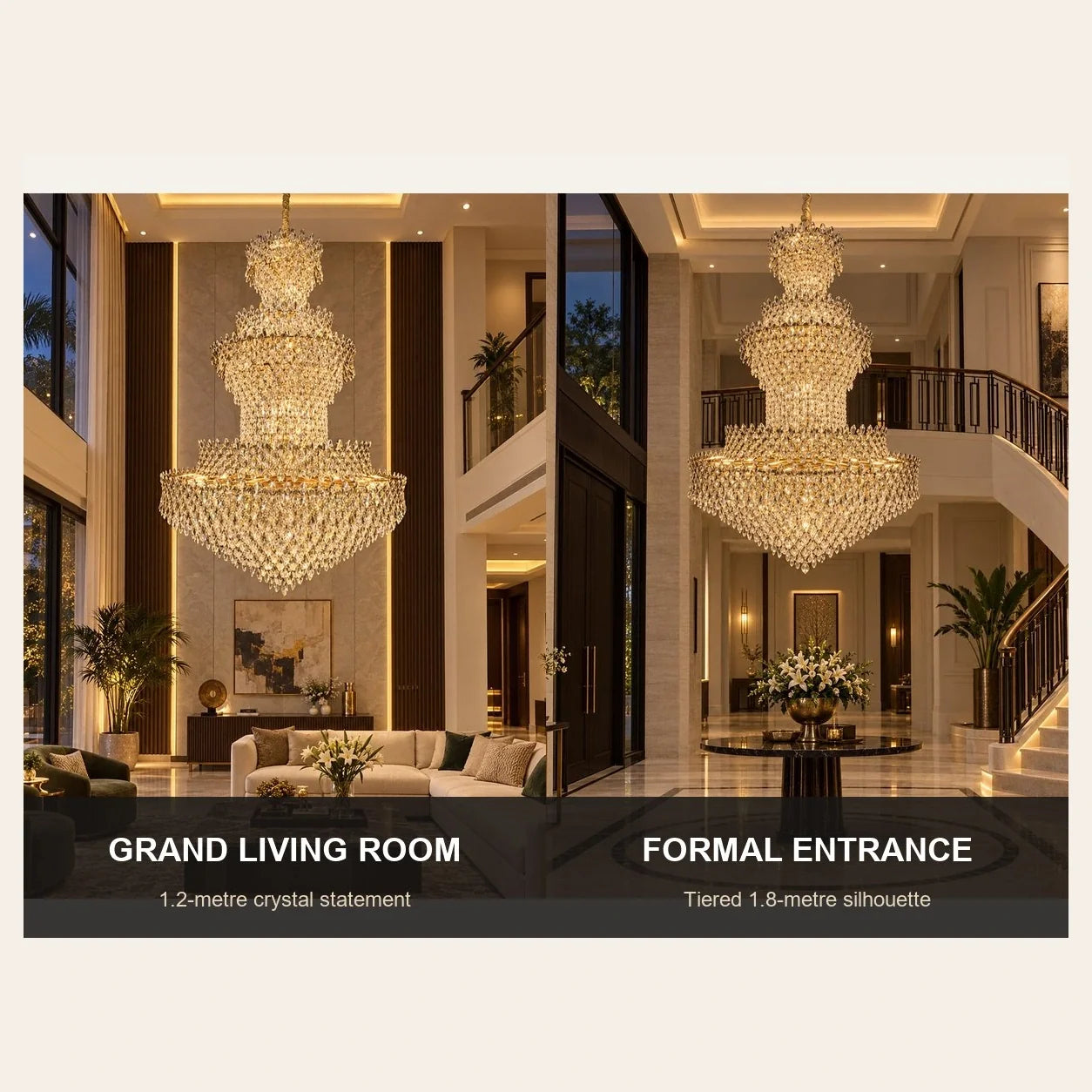 Bliss & Birch Grand Three-Layer Crystal Basket Chandelier