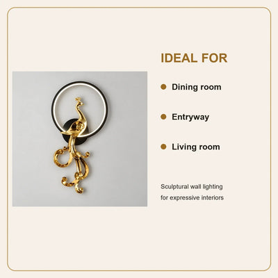 Bliss & Birch Peacock Ring Wall Sculpture Light — Left