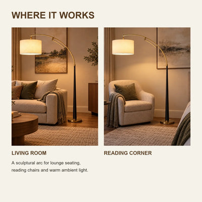 Bliss & Birch Arc Floor Lamp with Drum Shade
