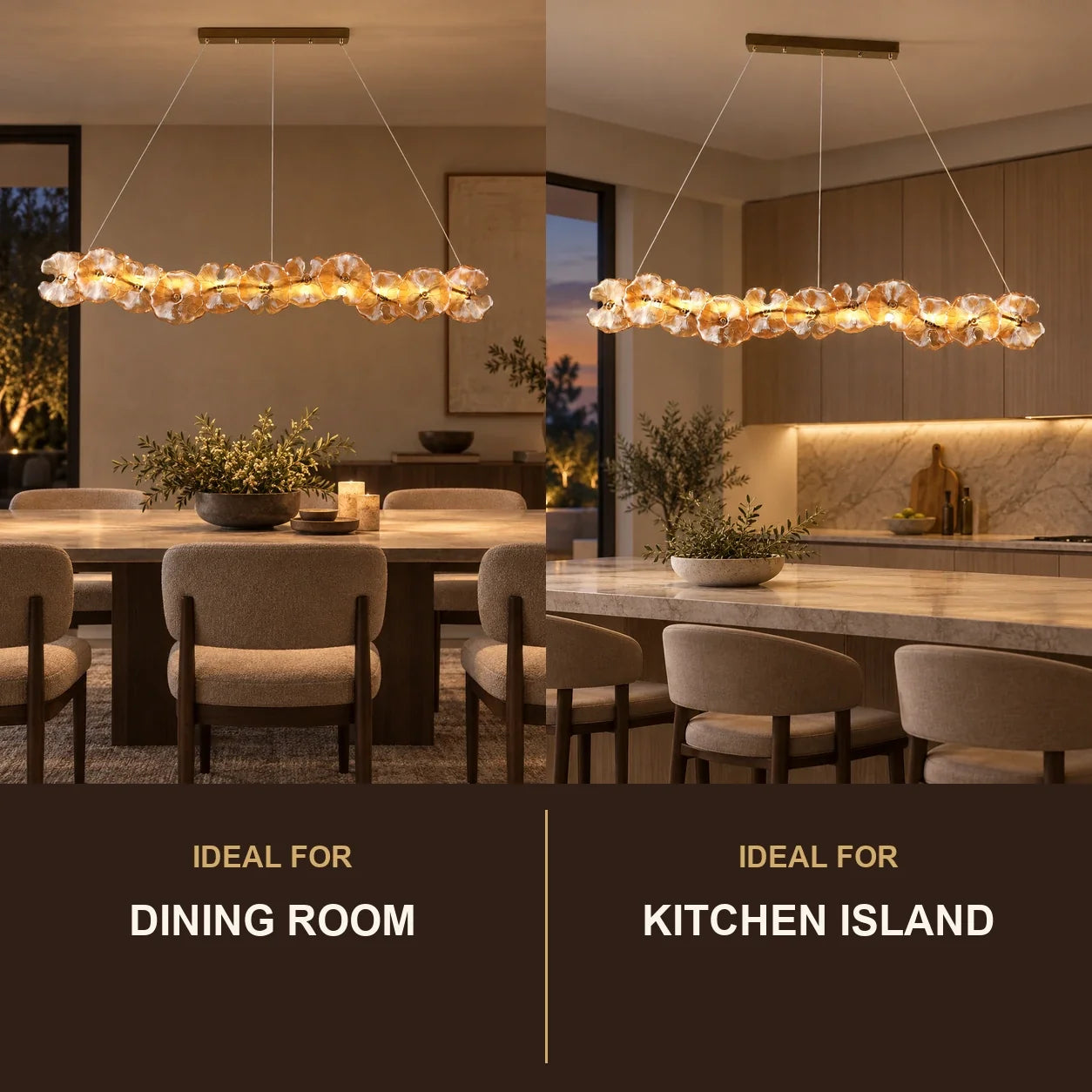 Bliss & Birch Floral Glass Linear Pendant