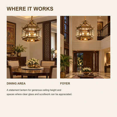 Bliss & Birch Ornate Glass Lantern Pendant