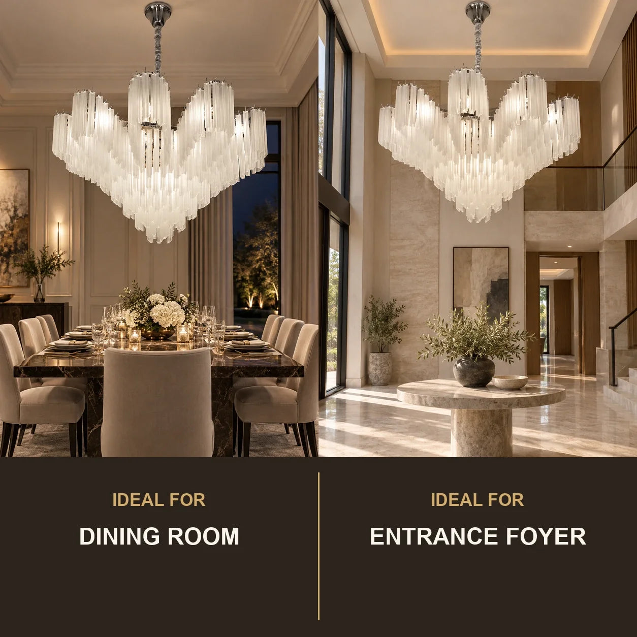 Bliss & Birch Frosted Glass Tiered Chandelier