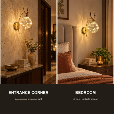 Bliss & Birch Antler and Bubble Globe Wall Sconce