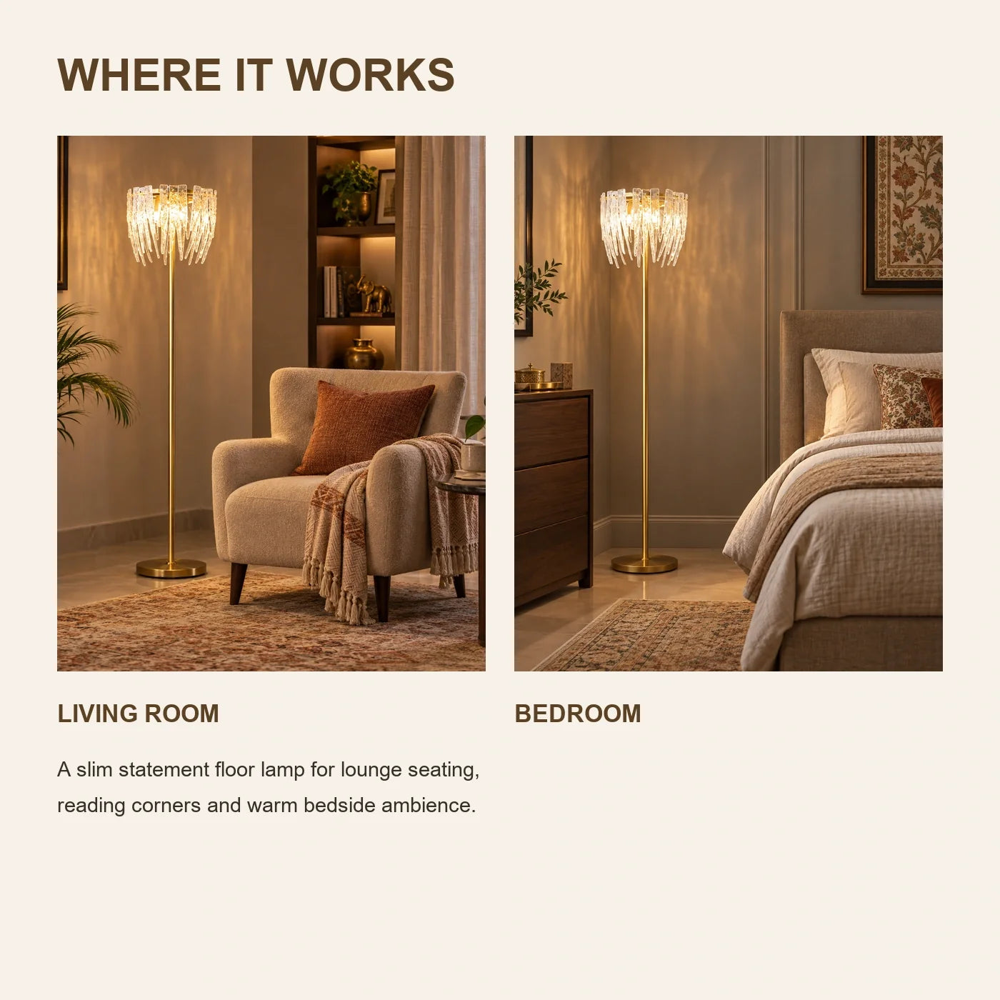 Bliss & Birch Ribbed Glass Fringe Floor Lamp