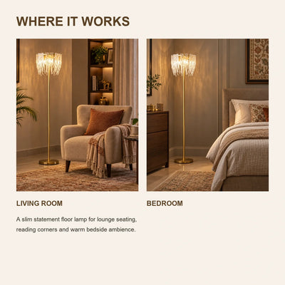 Bliss & Birch Ribbed Glass Fringe Floor Lamp