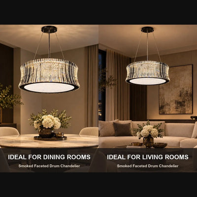 Bliss & Birch Smoked Faceted Drum Chandelier