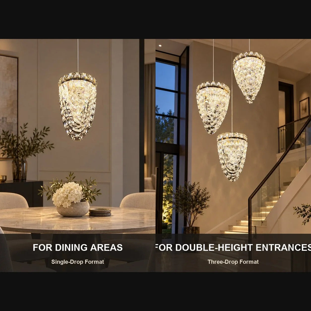 Bliss & Birch Faceted Drop Pendant Chandelier