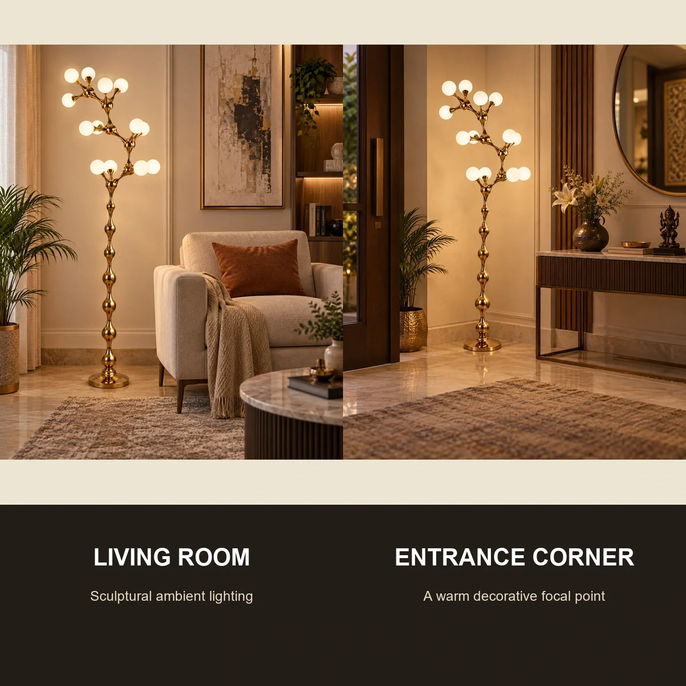 Bliss & Birch Vertical Vine Globe Floor Lamp