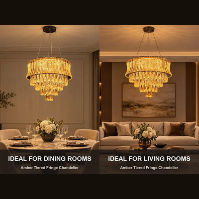 Bliss & Birch Amber Tiered Fringe Chandelier