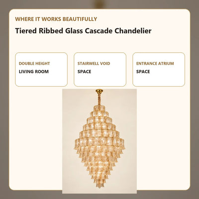 Bliss & Birch Tiered Ribbed Glass Cascade Chandelier