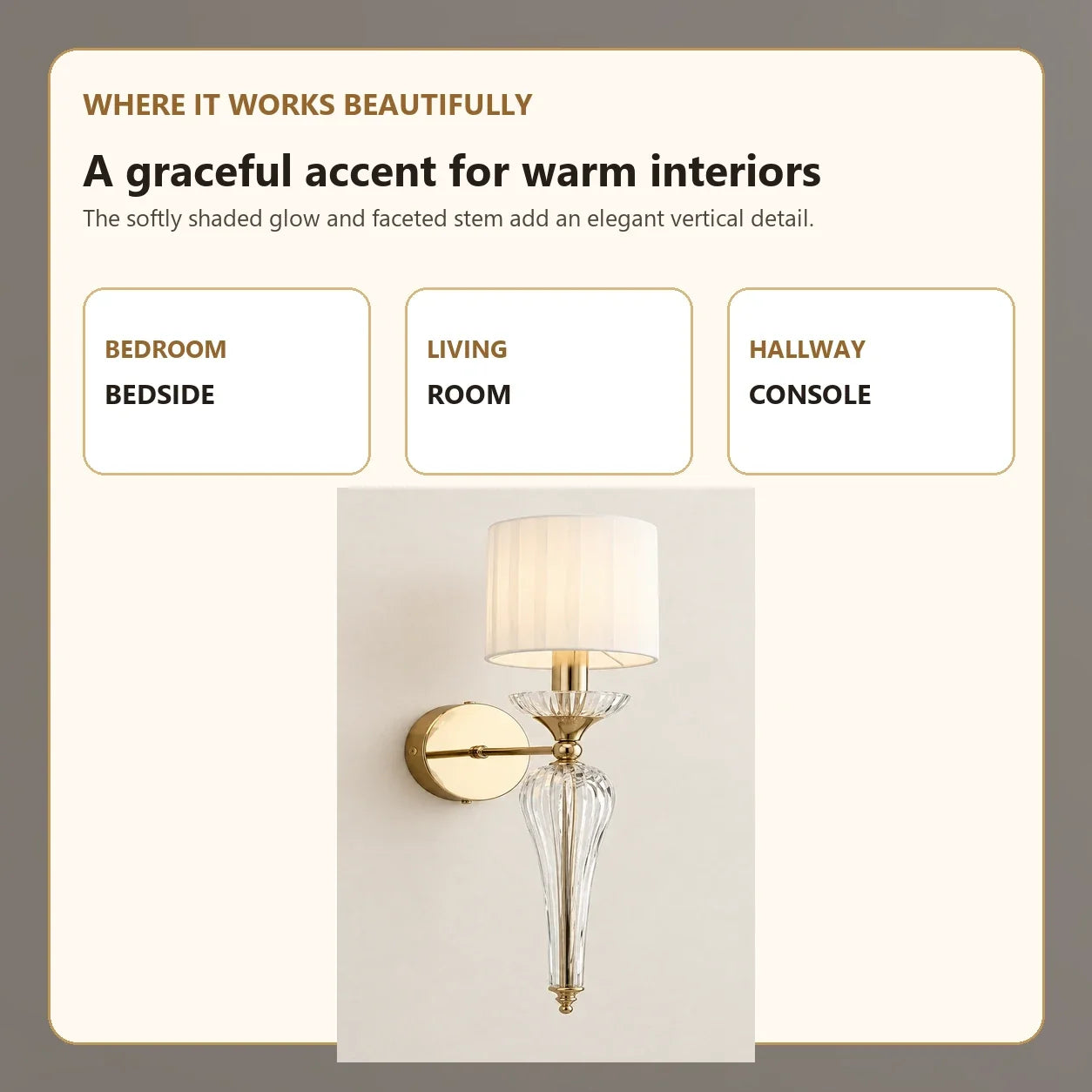 Bliss & Birch Crystal-Style Stem Shade Wall Sconce