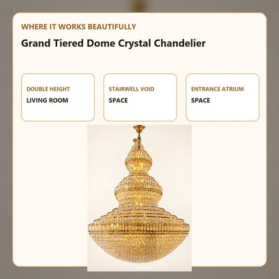 Bliss & Birch Grand Tiered Dome Crystal Chandelier