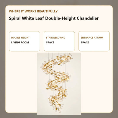 Bliss & Birch Spiral White Leaf Double-Height Chandelier