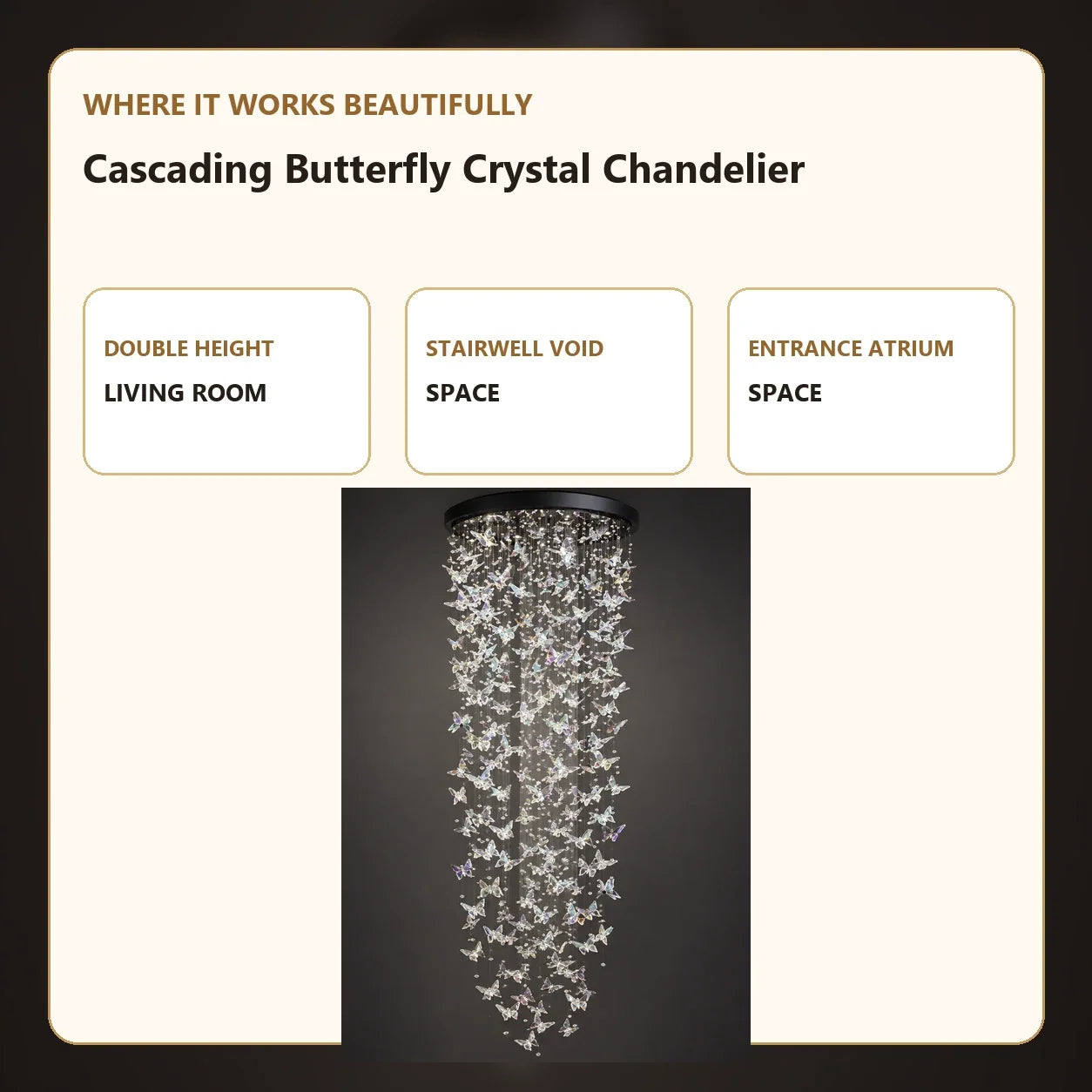 Bliss & Birch Cascading Butterfly Crystal Chandelier