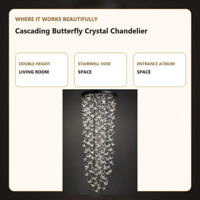 Bliss & Birch Cascading Butterfly Crystal Chandelier