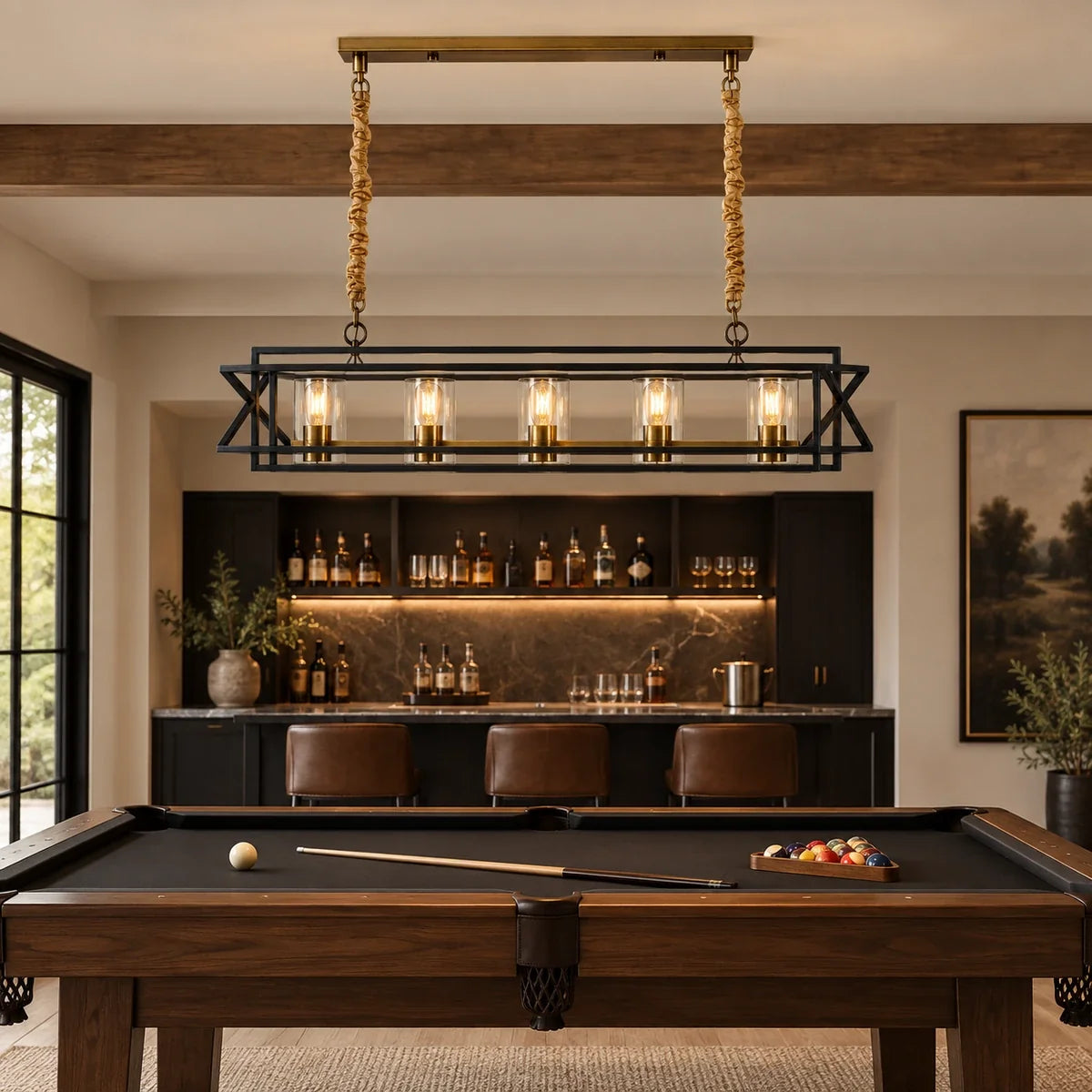 Bliss & Birch Rectangular Glass Frame Chandelier