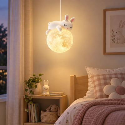 Moonlit Bunny Globe Pendant