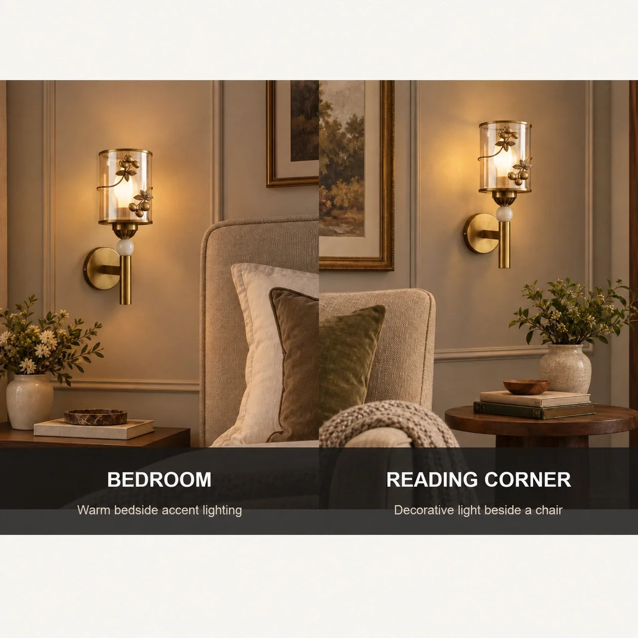 Bliss & Birch Botanical Cylinder Glass Wall Sconce