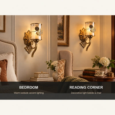 Bliss & Birch Floral Cylinder Glass Wall Sconce