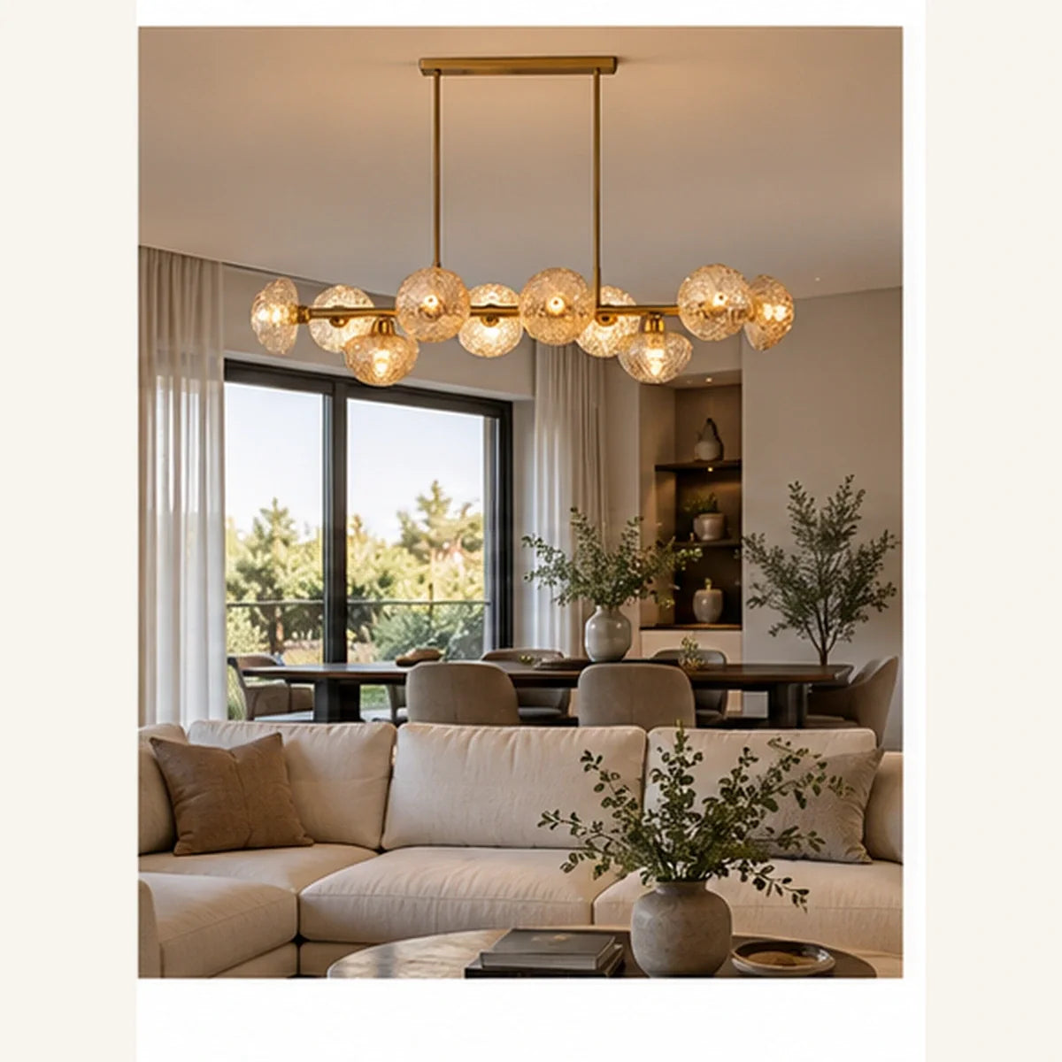 Bliss & Birch Gold Amber Globe Linear Chandelier