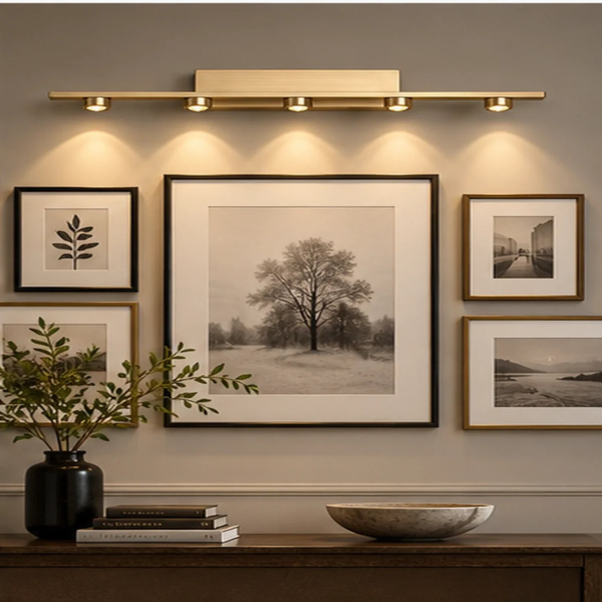 Bliss & Birch Antique Brass Five-Light Picture Light
