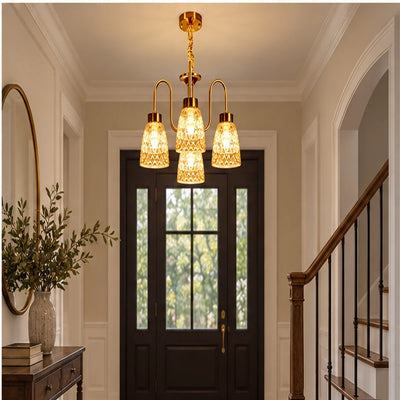 Bliss & Birch Four-Light Amber Bell Chandelier