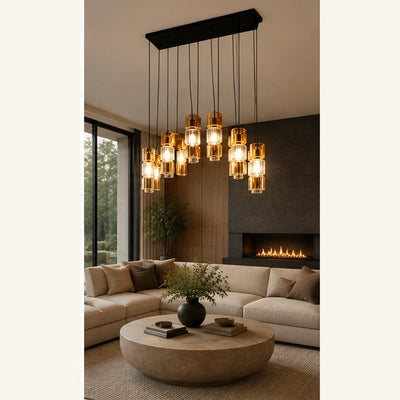 Bliss & Birch Black Amber Twelve-Light Cluster Pendant