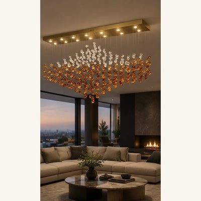 Bliss & Birch Amber Clear Crystal Wave Linear Chandelier