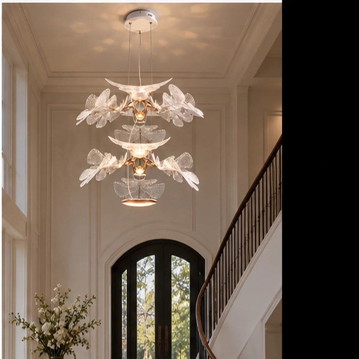 Bliss & Birch Clear Three-Tier Botanical Chandelier