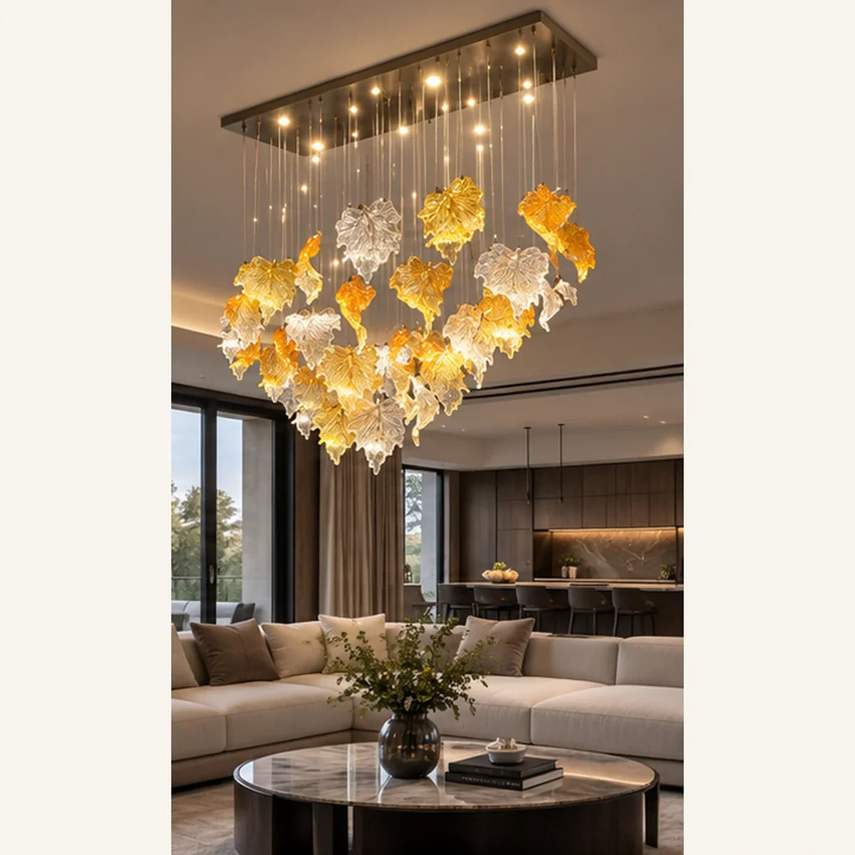 Bliss & Birch Amber Clear Ruffled Glass Cluster Chandelier