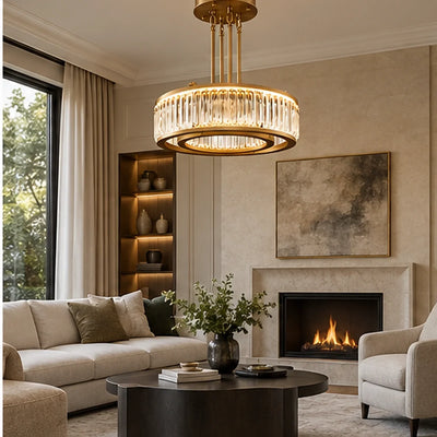 Bliss & Birch Antique Brass Crystal Ring Chandelier