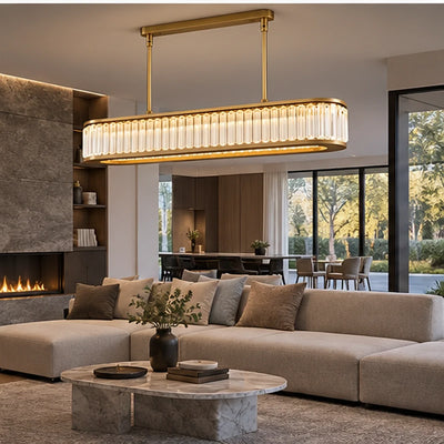 Bliss & Birch Antique Brass Linear Crystal Chandelier