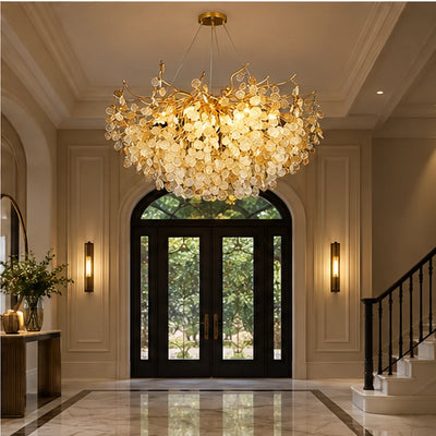 Bliss & Birch Amber Crystal Leaf Chandelier