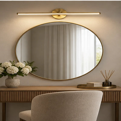 Bliss & Birch Antique Brass Round-Mount Linear Mirror Light