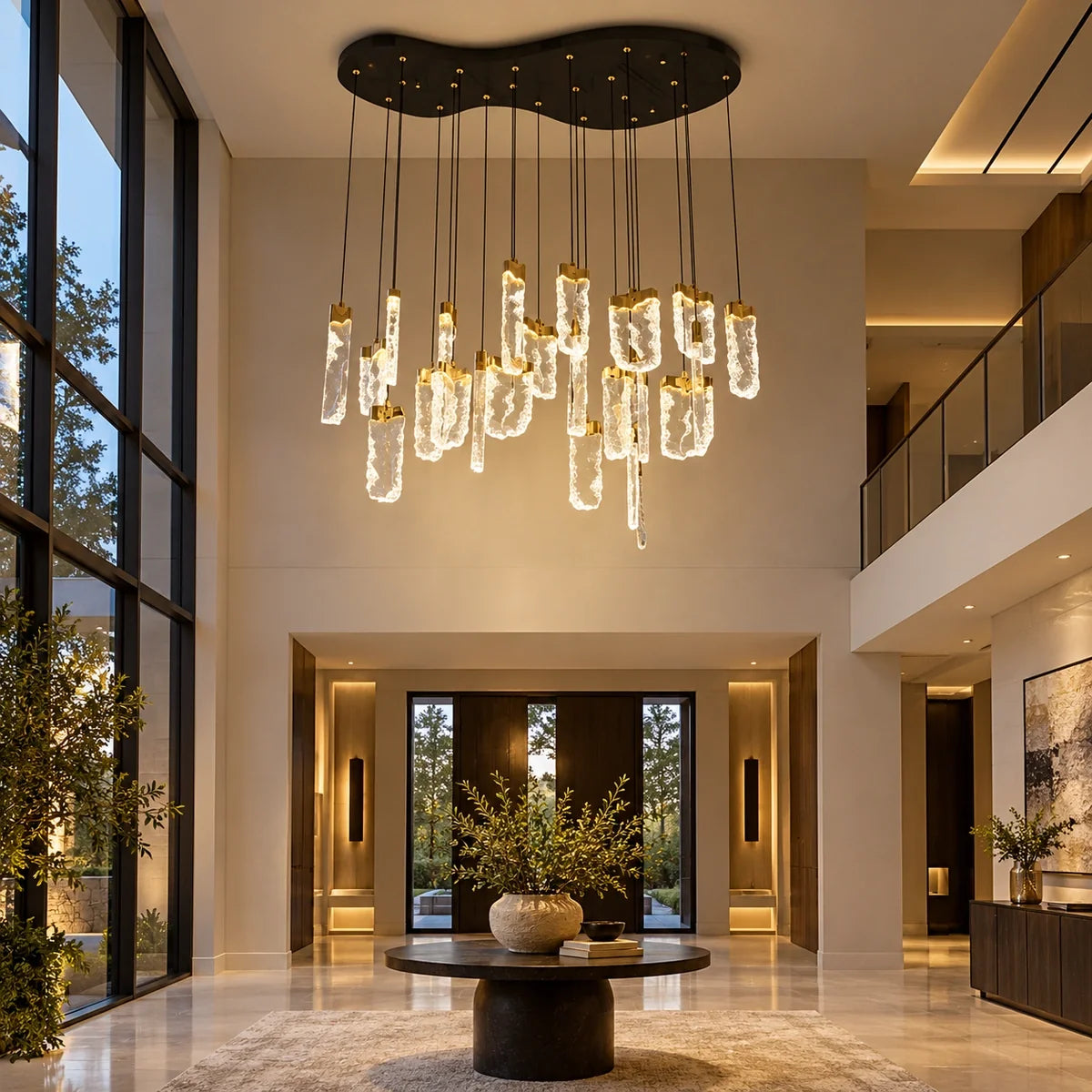 Bliss & Birch Gold Clear Loop Twenty-Two-Light Cluster Chandelier