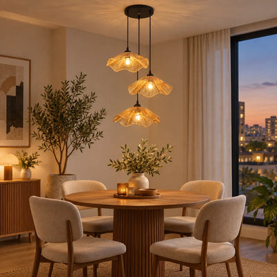 Bliss & Birch Lotus Weave Three-Light Pendant Cluster
