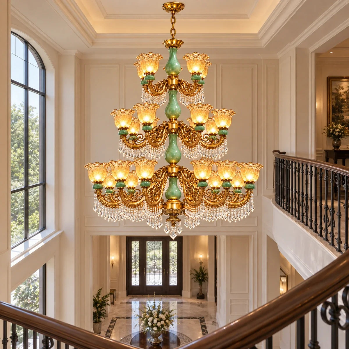 Bliss & Birch Grand Three-Tier Crystal Chandelier
