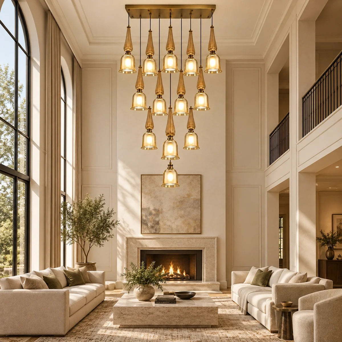 Bliss & Birch Thirteen-Light Amber Glass Cascade Chandelier