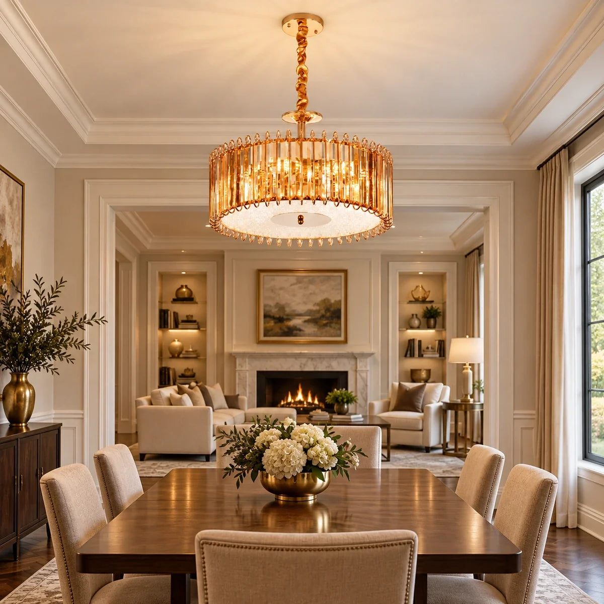 Bliss & Birch Amber Crystal Drum Chandelier