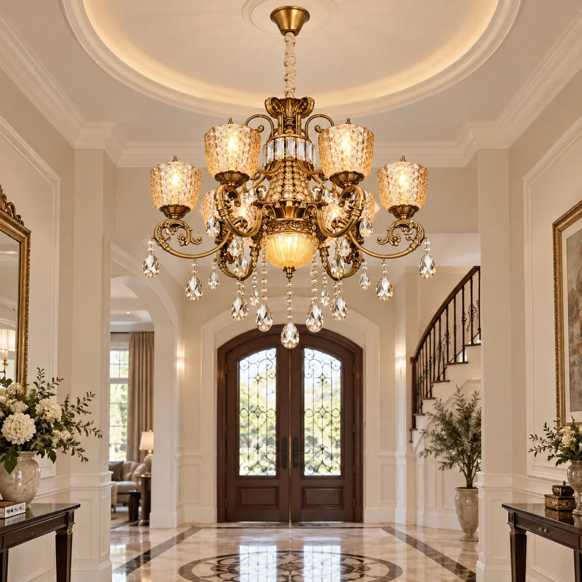 Bliss & Birch Amber Crystal Six-Light Chandelier
