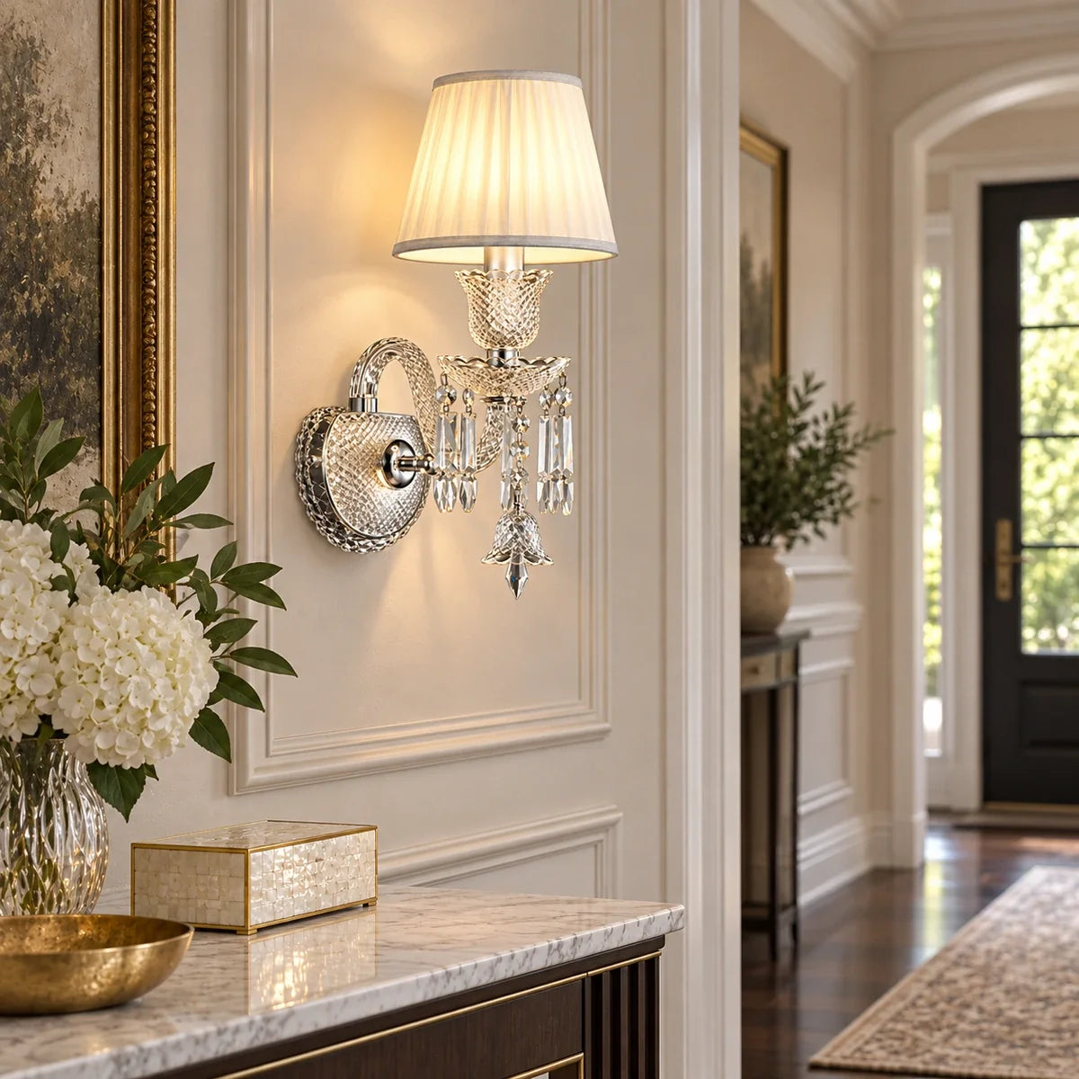 Bliss & Birch Crystal Accent Single-Shade Wall Sconce