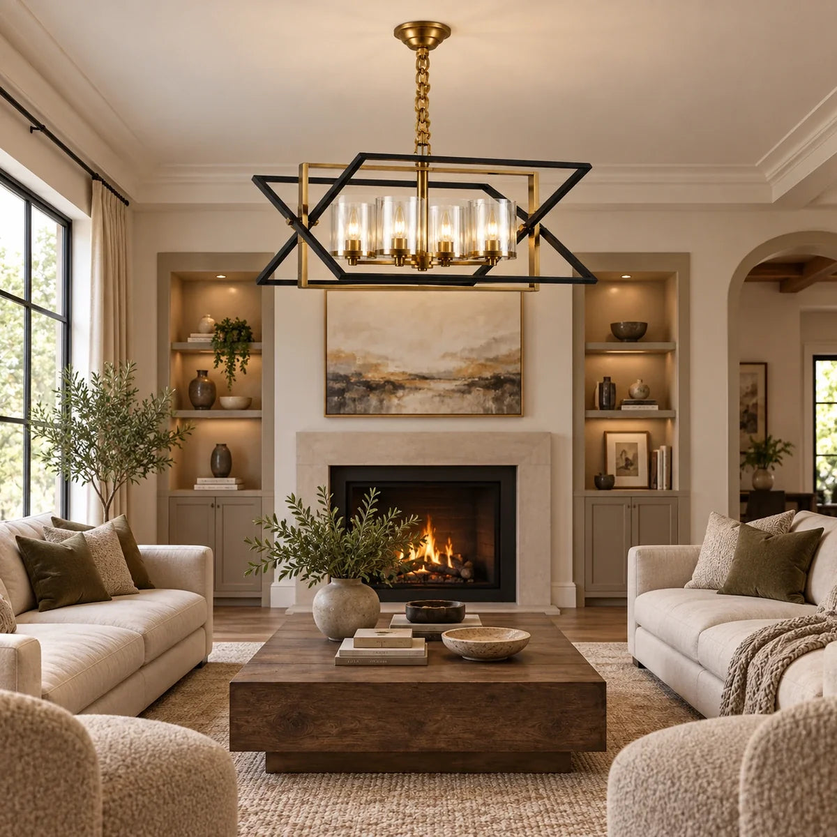 Bliss & Birch Geometric Lantern Four-Light Pendant