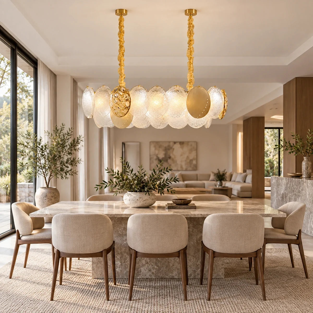 Bliss & Birch Frosted Disc Linear Pendant