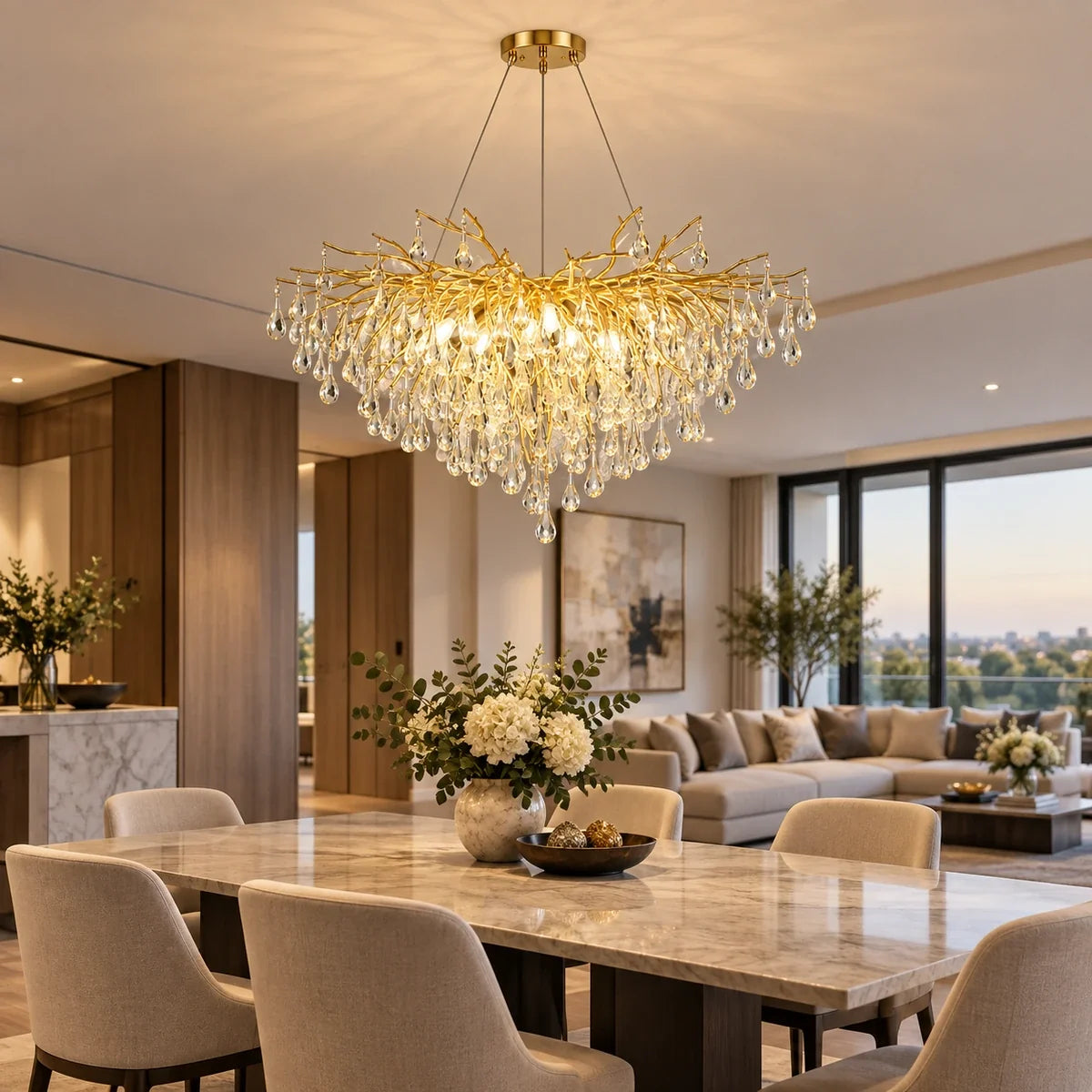 Bliss & Birch Gold Branch Crystal Chandelier