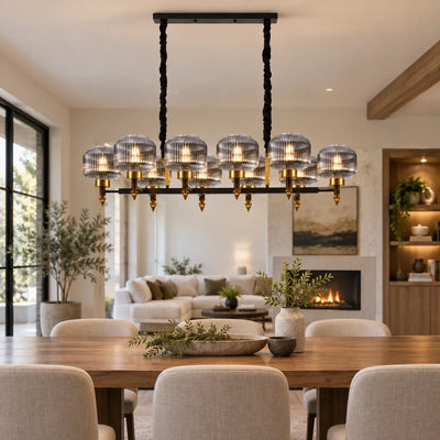 Bliss & Birch Smoke Glass Ten-Light Linear Pendant