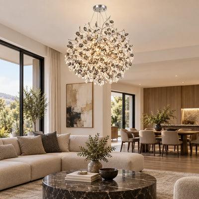 Bliss & Birch Silver Botanical Crystal Chandelier