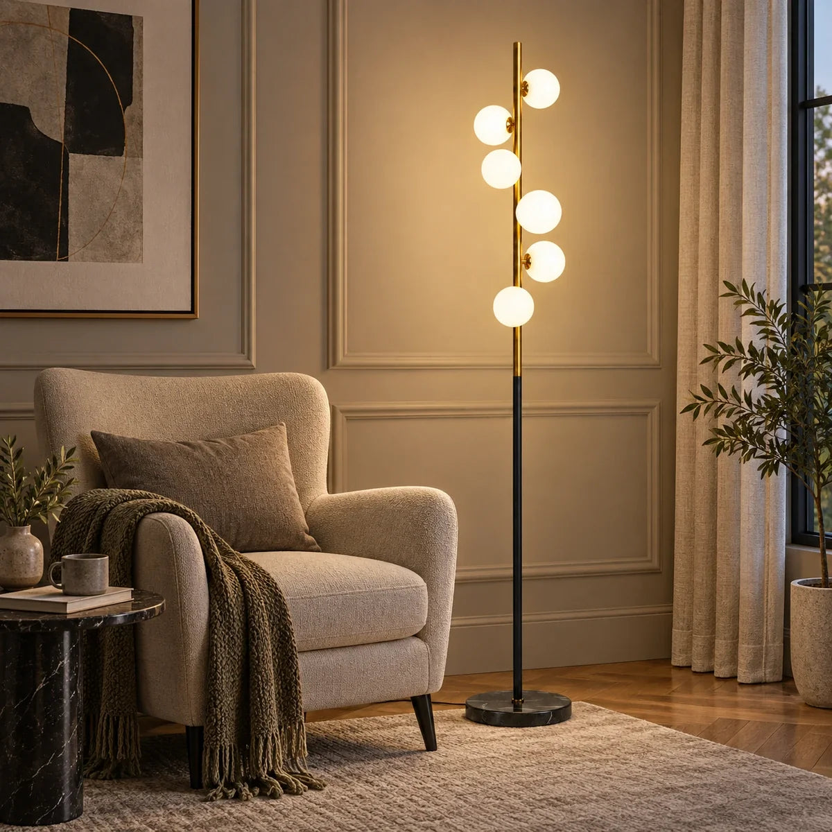 Bliss & Birch Milky Globe Column Floor Lamp