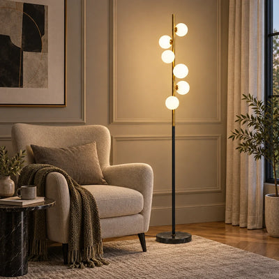 Bliss & Birch Milky Globe Column Floor Lamp