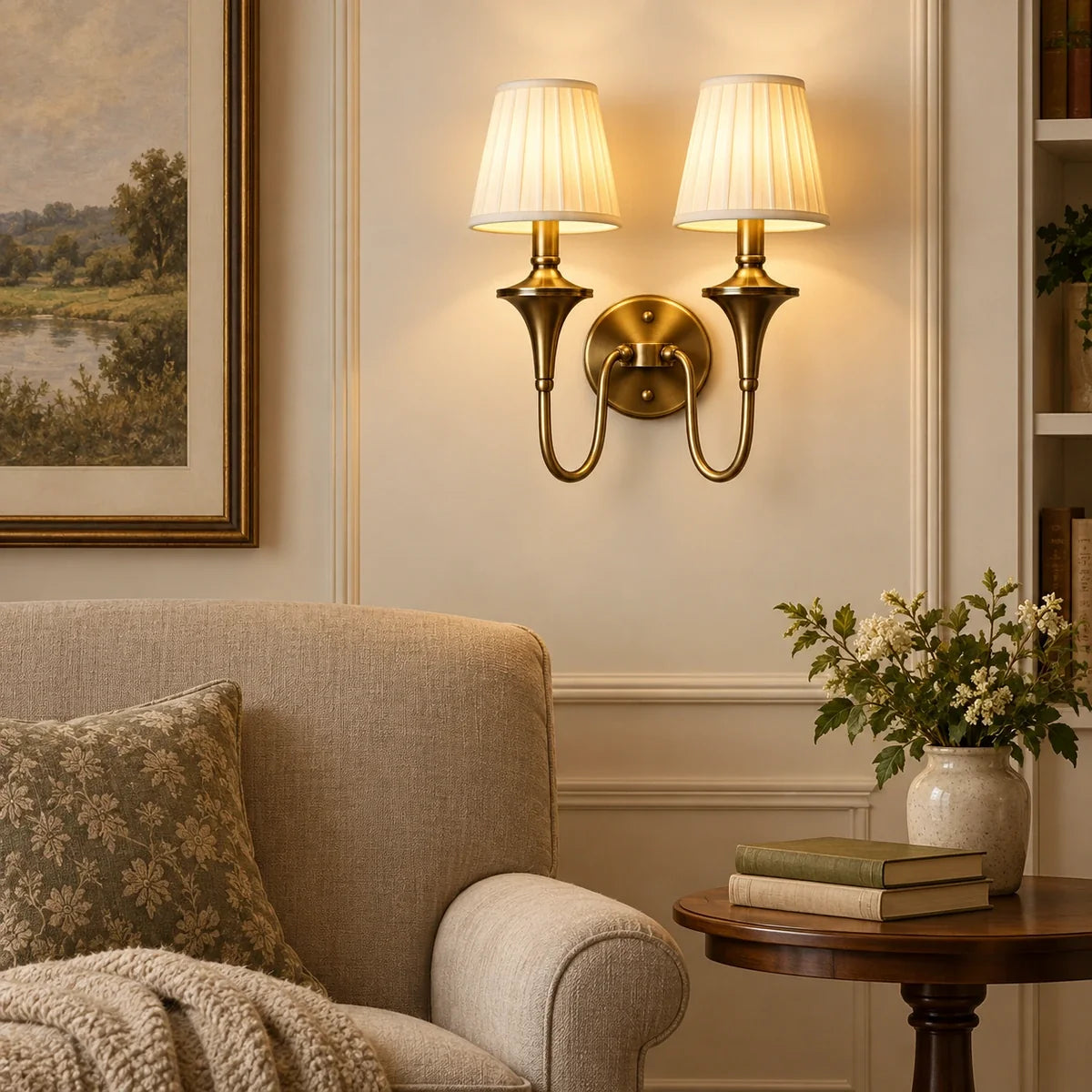 Bliss & Birch Double Arm Tapered Shade Wall Sconce